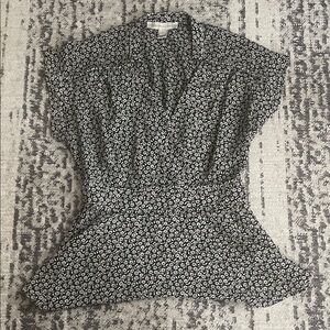 Chic Black and White Floral Blouse